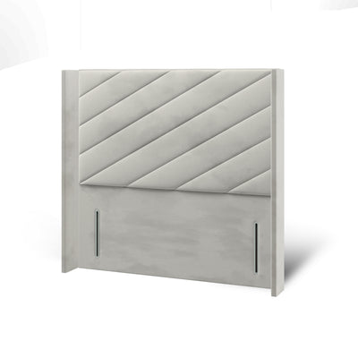Diagonal Panels Fabric Upholstered Straight Wing Headboard