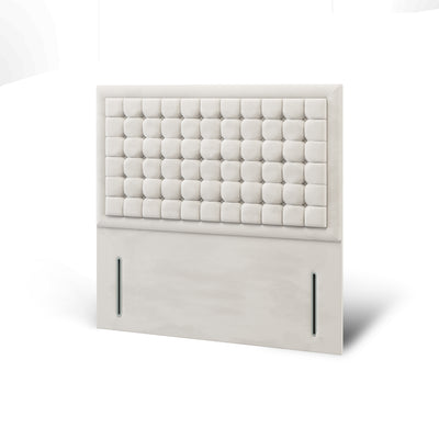 Cubic Small Buttoned Border Fabric Upholstered Tall Headboard