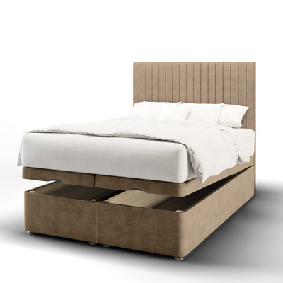 Eden Fabric Upholstered Short Headboard with Ottoman Storage Bed Base & Mattress