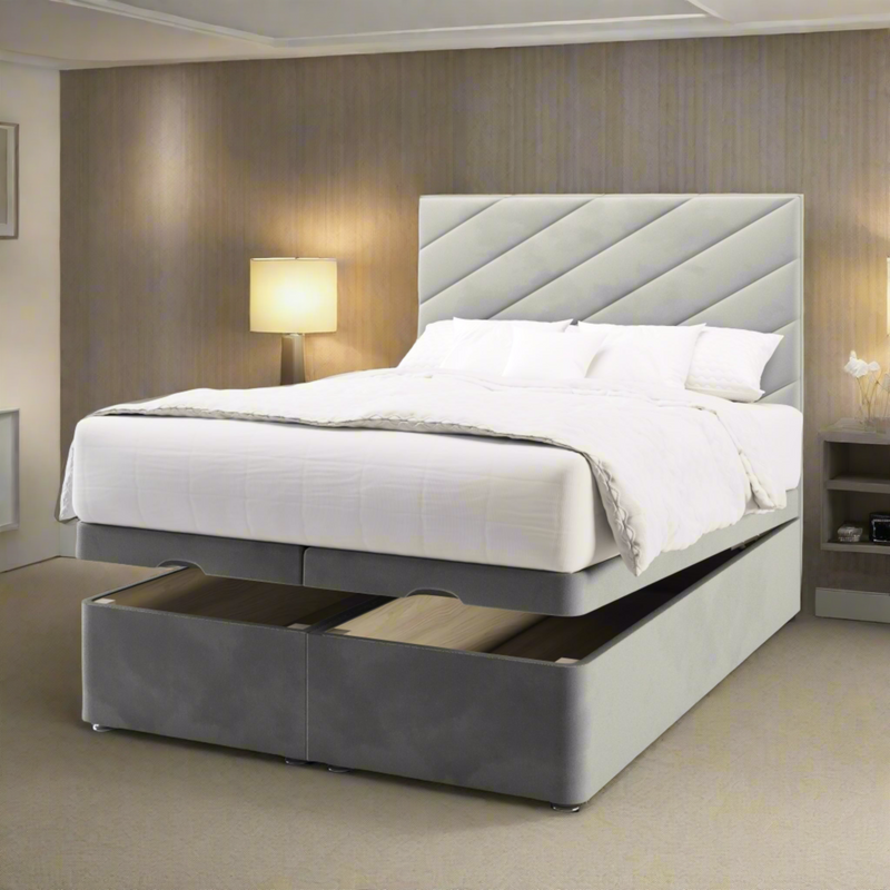 Rosa Short Headboard Ottoman Storage Bed Base & Mattress