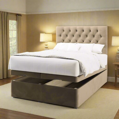 Drago Short Headboard Ottoman Storage Bed Base & Mattress