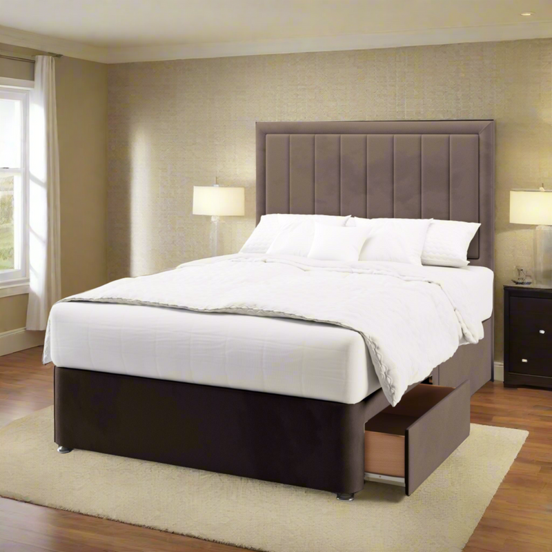 Ellis Short Headboard with Divan Bed Base & Mattress