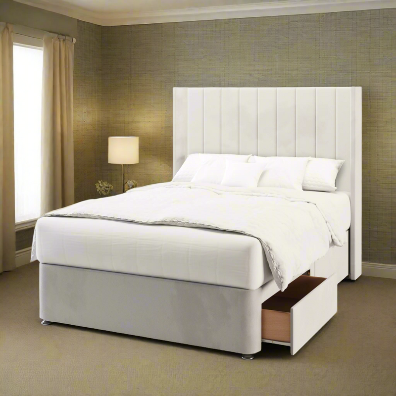 Cooper Straight Winged Headboard with Divan Bed Base & Mattress