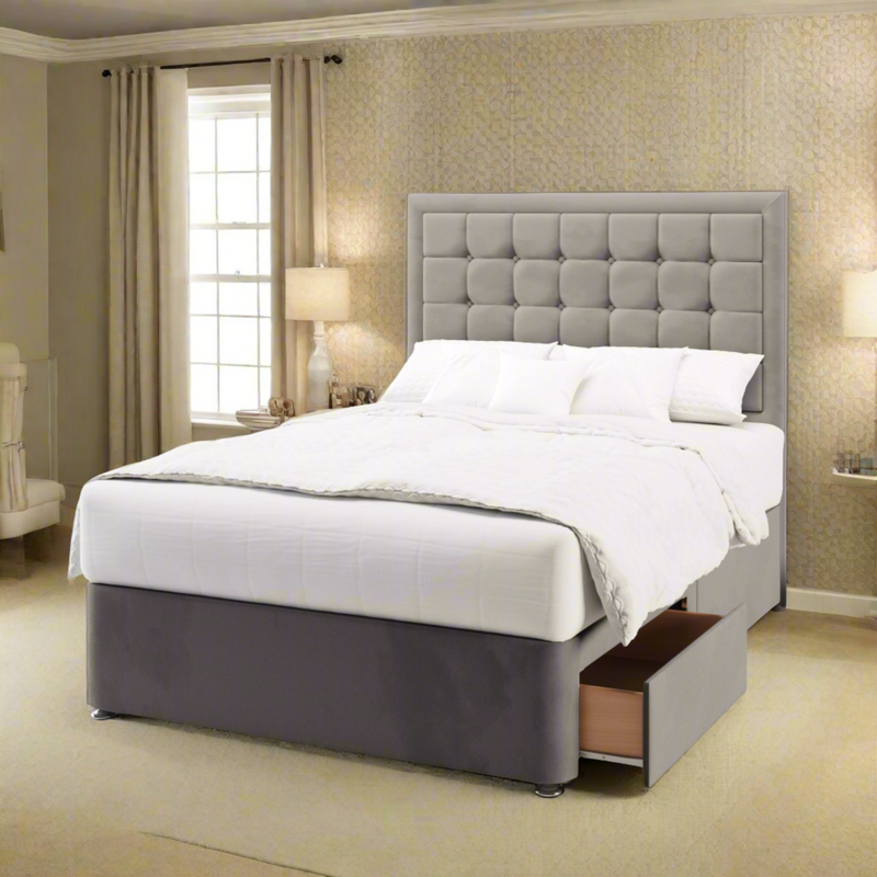 Lola Short Headboard with Divan Bed Base & Mattress