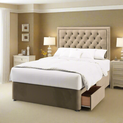 Hugo Short Headboard with Divan Bed Base & Mattress