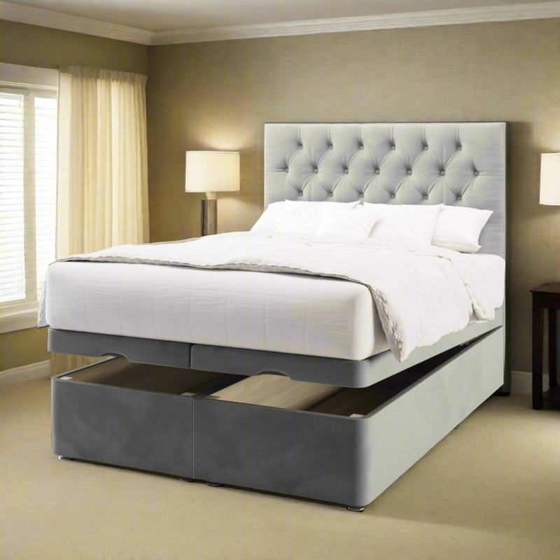 Drago Short Headboard Ottoman Storage Bed Base & Mattress