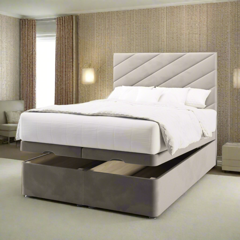 Rosa Short Headboard Ottoman Storage Bed Base & Mattress