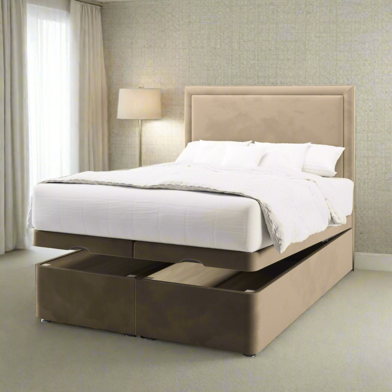 Bond Tall Headboard Ottoman Storage Bed Base & Mattress