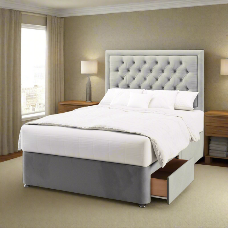 Hugo Short Headboard with Divan Bed Base & Mattress