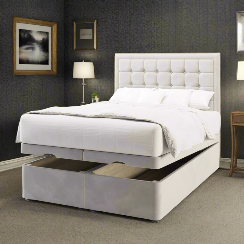 Lola Tall Headboard Ottoman Storage Bed Base & Mattress